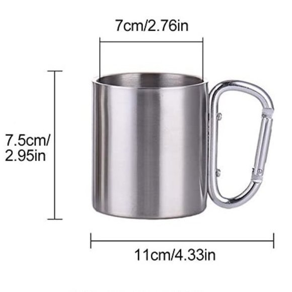 NEW Carabiner Mug Stainless Steel Drinking Cup 6 oz NWT - Picture 2 of 6